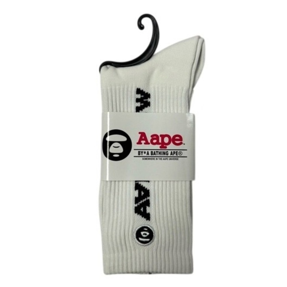 Bape Crew Socks Mens Womens Unisex Size 9-11 White Black Skate Hype Streetwear